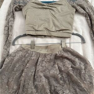Elegant Beige Lace Two-Piece lyrical or contemporary dance costume